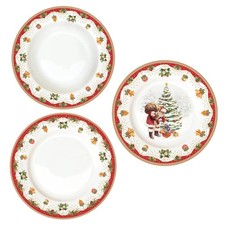 Easy Life Nostaligc Christmas Service Table Vaisselle Set 18 Pièces Porcelaine