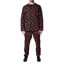 Dolce & Gabbana Pyjama Noir Imprimé Floral Coton Hommes Ensemble 40/US15.75 / M