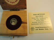 1978 Israël "Bar Mitzvah" State Medal 1.7g Gold/900 + COA + Orig. Olive Wood Box