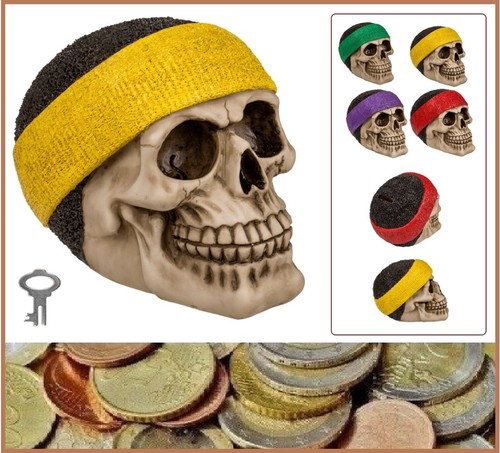 Tête mort tirelire bandeau - de,