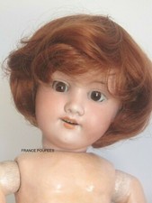 Perruque poupée ancienne poupon -cheveux courts Auburn rouge-Tête 22/23cm(9")
