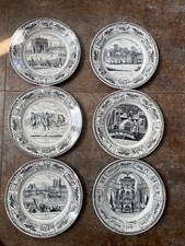 lot de 6 assiettes parlantes 1840 Napoléon en porcelaine opaque de Gien