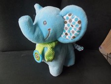 15/ doudou peluche éléphant bleu pois écharpe verte NICOTOY 16cm debout 2 dispo