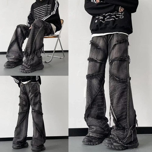 Jeans jambes larges taille - à,