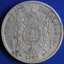 FRANCE NAPOLEON III 1 FRANC 1866 A ARGENT
