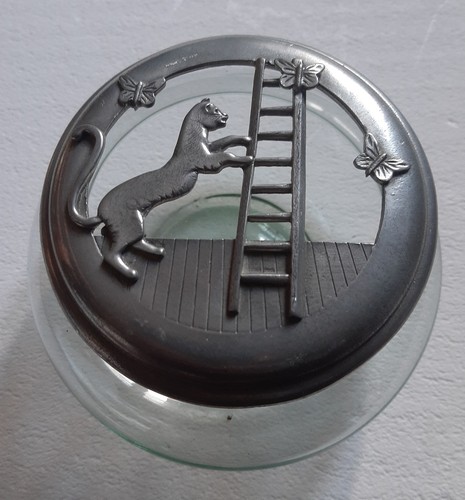 Boite verre étain chat - le,