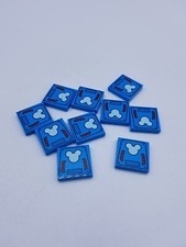 LEGO LOT 10 X TILE 2X2 N°506 DARK AZUR MOTIF TETE MICKEY REF 78764 / 6346808