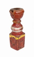 Bougeoir Haut Bois Vieux Teck Patine d'Origine Ancien Pied de Charpoy Lit Indien