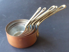 Lot de 5 petites casseroles à sauce en cuivre Poignées laiton 10, 9, 8, 7 et 6cm