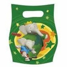 Lot 6 sachets de fête, sac à bonbons Babar en plastique