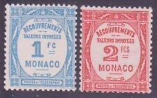 MONACO STAMP YVERT TAXE 27/28 SCOTT POSTAGE DUE 25/26 "1F BLUE + 2F RED"  MNH VF