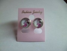boucles d'oreilles argent puces cabochon minnie 1cm pochette cadeau 
