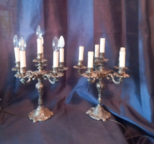 paire de lampes ancienne en bronze doré à 6 lumières style Louis XV