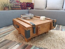 Table basse de style vintage, table coffre rustique en pin massif