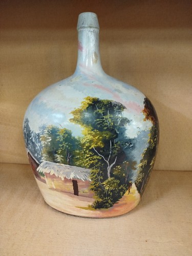 Dame jeanne verre peint - verre,