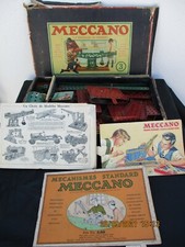 Boite meccano 3 catalogue livrets train hornby dinky toys moteur a ressort 1920