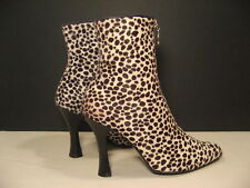CASADEI Women's Leopard Print Calf Hair Ankle Boots Booties - size 10 B 