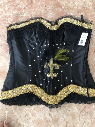 Black corset with gold - black,