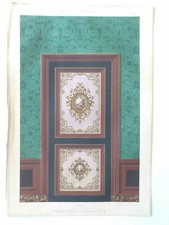 SUPERBE GRANDE LITHOGRAPHIE XIXe PORTE Décoration Maison Ornements Planche 