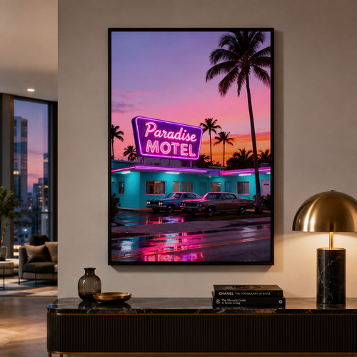 Paradise motel neon poster - paradise,