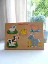 20⚜️ Ancien Puzzle En Bois Fisher Price Les Animaux De La Ferme 1992 Vintage