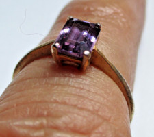 Superbe bague ancienne taille 56 plaqué or serti améthyste à facettes bijou 2084