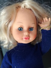 Ancienne Grande Poupée Gabar Martine 1974, 48 Cm, Avec 6 Disques Et Boîte.