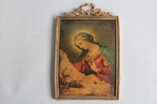 Peinture miniature cuivre bombé Vierge à l'enfant (52708)