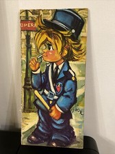 Ancien Tableau Repro Style Poulbot Signe Ugor Uhlir Gendarme Enfant Vintage