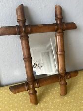 Ancien Miroir Mural Au Mercure Cadre Bois Façon Bambou