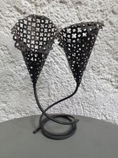 BOUGEOIR EN TOLE PERFORÉE MATEGOT VINTAGE noir métal 