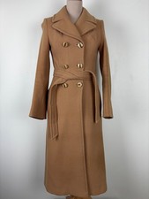 Manteau vintage années 70 cintré en laine marron avec ceinture veste hiver chic