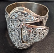 Bracelet Articulé En Forme de Boucle en Argent Indochine Vietnam 1920 Diamètre 7