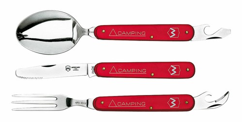 Couverts camping rouges - couverts,
