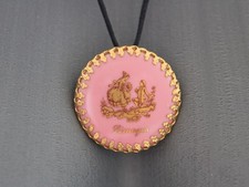 Pendentif broche ancien vintage en porcelaine de Limoges, pendentif de Limoges