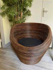 Fauteuil Alinea de forme ronde (bois et assise en tissu)