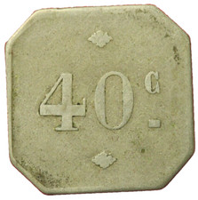 #7146 - Jeton Argent 40 centimes Carré Coins coupés 23,5 mm