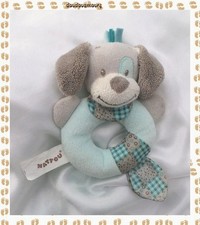 Doudou Hochet Anneau Chien Cyril Bleu Et Gris Nattou