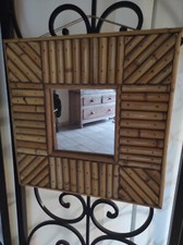 Miroir desin américain, bambou, États-Unis, années 1950? Cubisme Loft