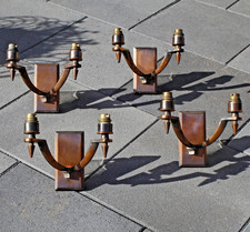Atelier PETITOT suite de Quatre Appliques double feu en bronze Signées années 40