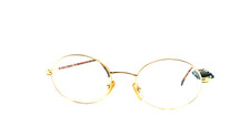 Monture Pour Lunettes De Vue Homme Métal Vintage ANNÉES 90 ITALIE Or Ovale