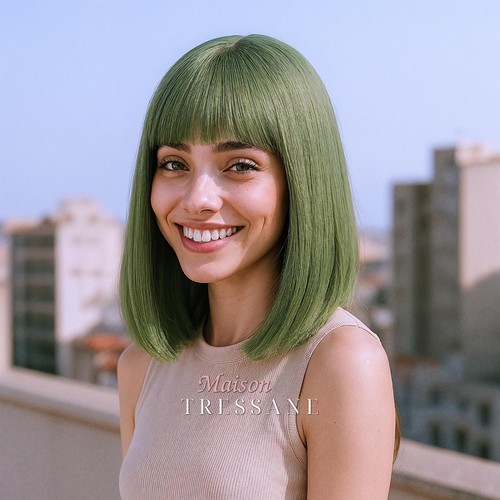 Perruque femme vert carré - femme,