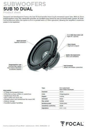 Focal sub dual - focal, subwoofer