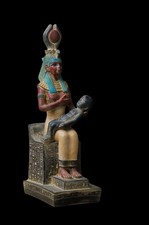 UNIQUE ANCIENNE ANTIQUITÉS EGYPTIENNES Statue Sculpture assise Isis Nursing...