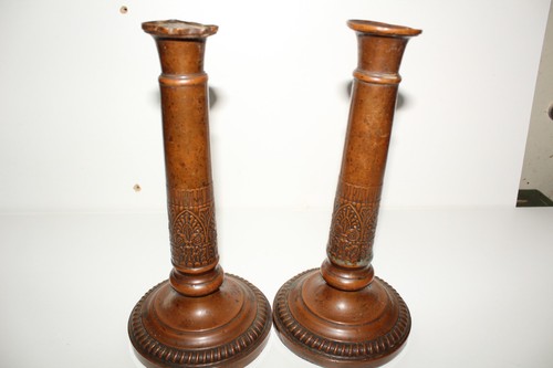 Paire bougeoirs cuivre - bougeoirs,