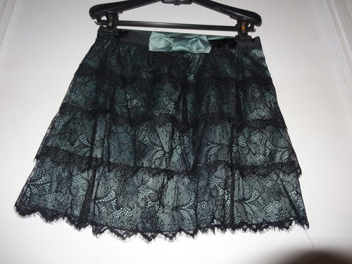 Jupe noir turquoise dentelle - jupe,