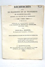 LIVRE ANCIEN ESCOFFIER TRAITEMENT DE PLUSIEURS MALADIES RESPIRATION 1825
