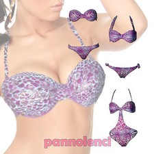 Bikini Monokini Costume Femme Mer Violet Lilas Argent Pythoné Swimwear B1522