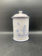 Pot de pharmacie en faience blanche Décors Bleus Fait Main Signé feret Moustiers