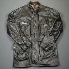 BELSTAFF Trialmaster Panther black leather jacket size L / Large belt biker